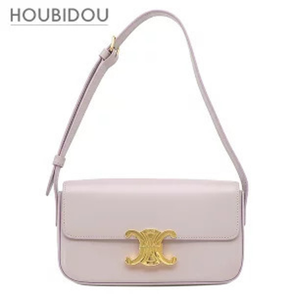 Celine Triomphe Claude Shoulder Bag Calfskin Purple Shiny